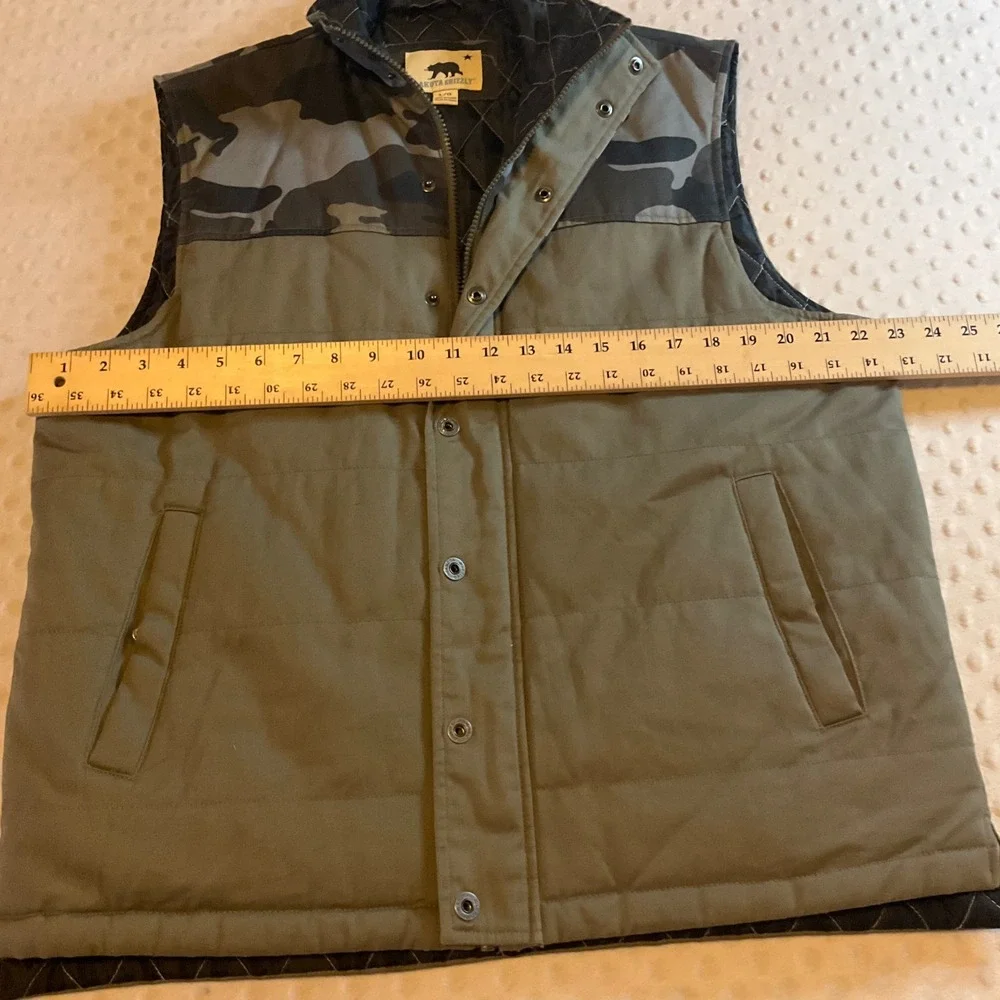 Dakota Grizzly Men's Camo Quilted Vest‎ L Olive Green Puffer Snap Front Pockets - Picture 4 of 6